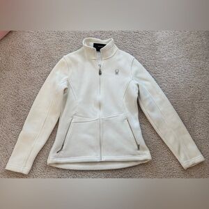 Spyder womens white full zip up ribbed knit core base layer size medium